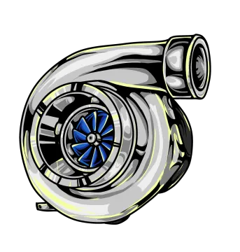 an image of a turbo with blue and yellow lights