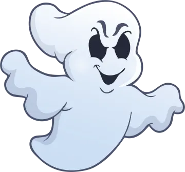 a cartoon ghost with its arms out and eyes closed