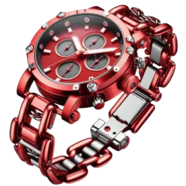 a red watch on a white background