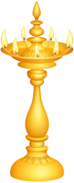 a golden oil lamp on a white background