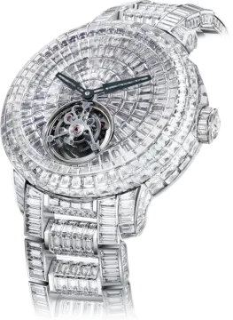 a white watch with diamonds on the dial