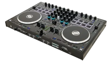 a dj mixer with two decks on it
