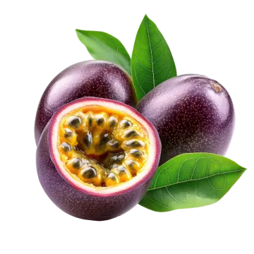 passion fruit with leaves on white background