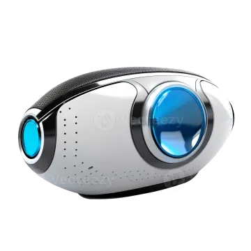 an image of a blue and white camera