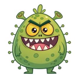 a green cartoon character with a big smile