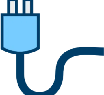 a blue cable connected to a white background
