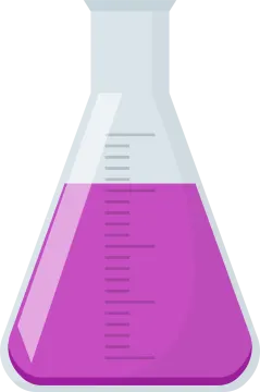 a purple beakle filled with liquid