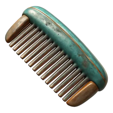 a close up of a green and brown comb