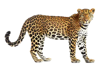 a leopard is standing in front of a white background