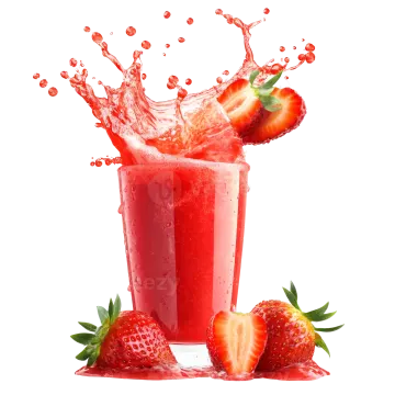 a glass of strawberry juice with straws and splash