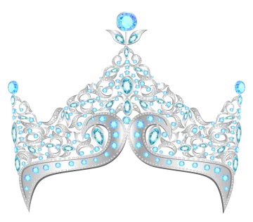 a silver tia with blue crystals on it