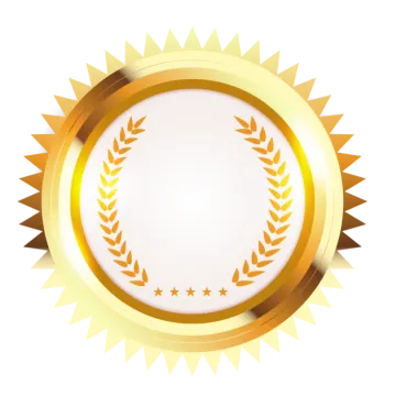 a gold medal with a white background