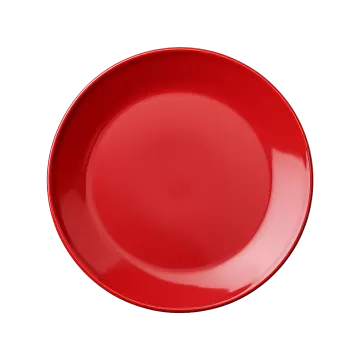 a red plate on a white background