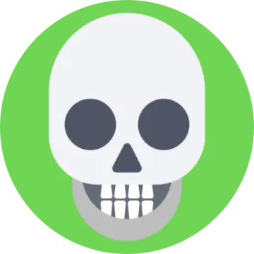 a green circle with a skull on it