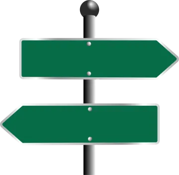 a green sign with two arrows pointing in opposite directions