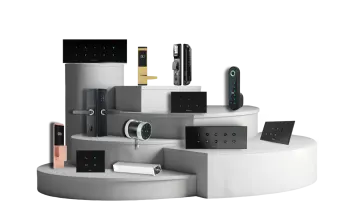 a stack of different electronic devices on display