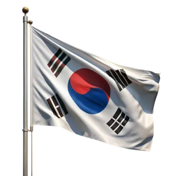 a south korean flag flying in the wind