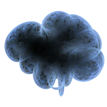 a blue smoke cloud on a white background
