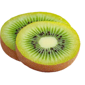 a sliced kiboa fruit on a white background