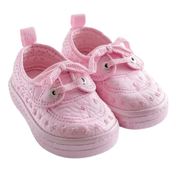 a pair of pink shoes on a white background