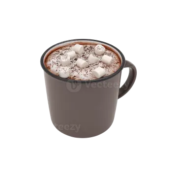 a cup of hot chocolate on a white background