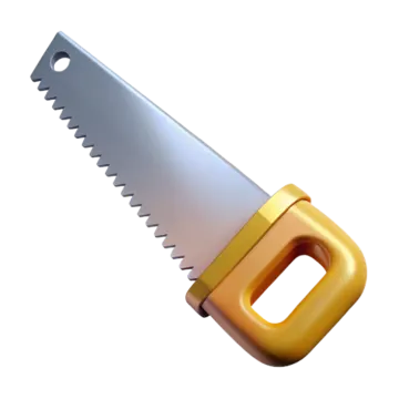 a saw with a yellow handle on it