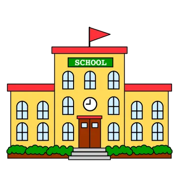 school building flat color icon vector illustration design