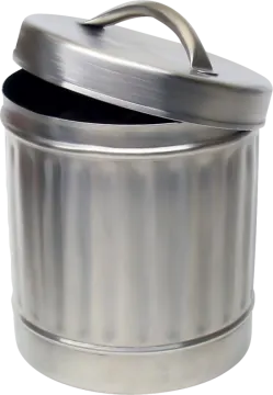 a stainless canister with a lid