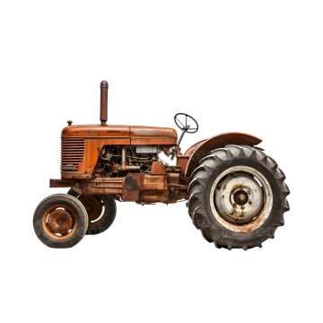 an old rusty tractor on a white background