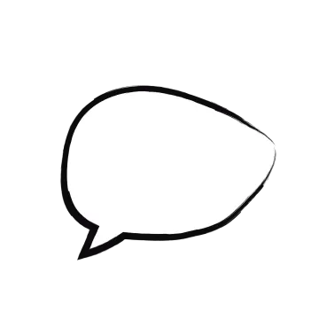 a black and white drawing of a speech bubble