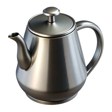 a silver teapot with a metal lid