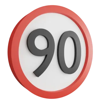 a road sign with the number 90 on it