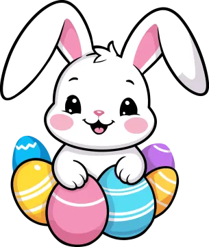 a cute bunny with easter eggs