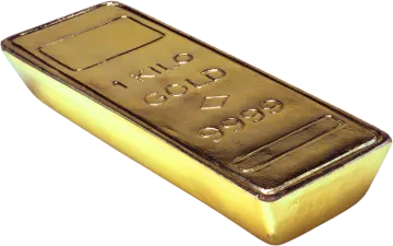 a gold bar on a white background