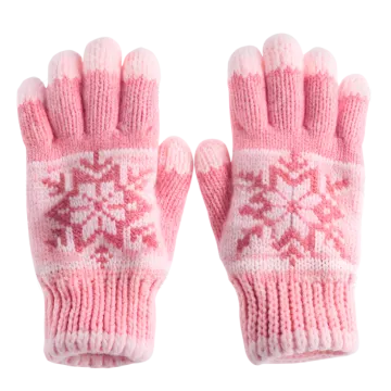 a pair of pink gloves on a white background