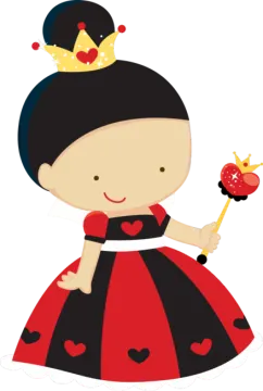 a little girl in a red and black dress holding a wand