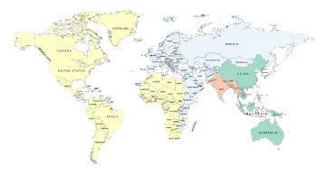 a map of the world with countries