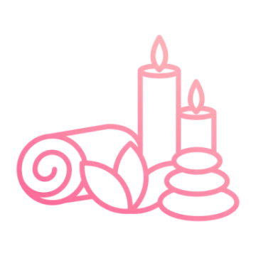 a candle and stones on a white background
