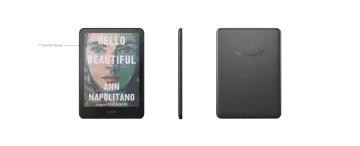 the amazon fire tablet is shown with its front and back view