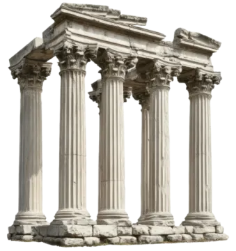 an ancient building with three columns