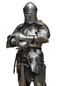 a knight in full armor holding a sword