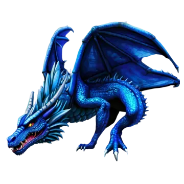 a blue dragon on a white background