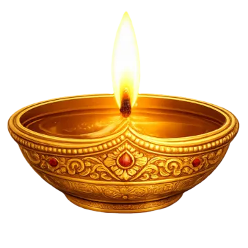 a golden oil lamp on a white background