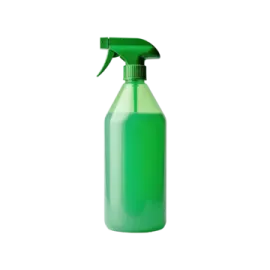 a green spray bottle on a white background