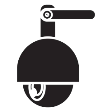 a black and white fire exor icon