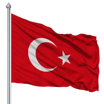 a turkish flag flying in the wind