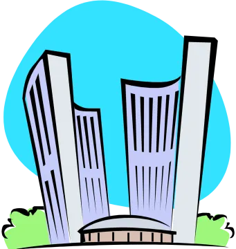 an image of two tall buildings in a park