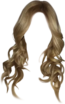 a woman with long blonde hair on a white background