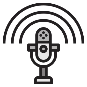 a black and white icon of a microphone