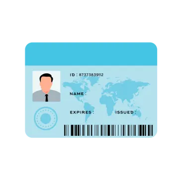 a blue id card with a man's face on it